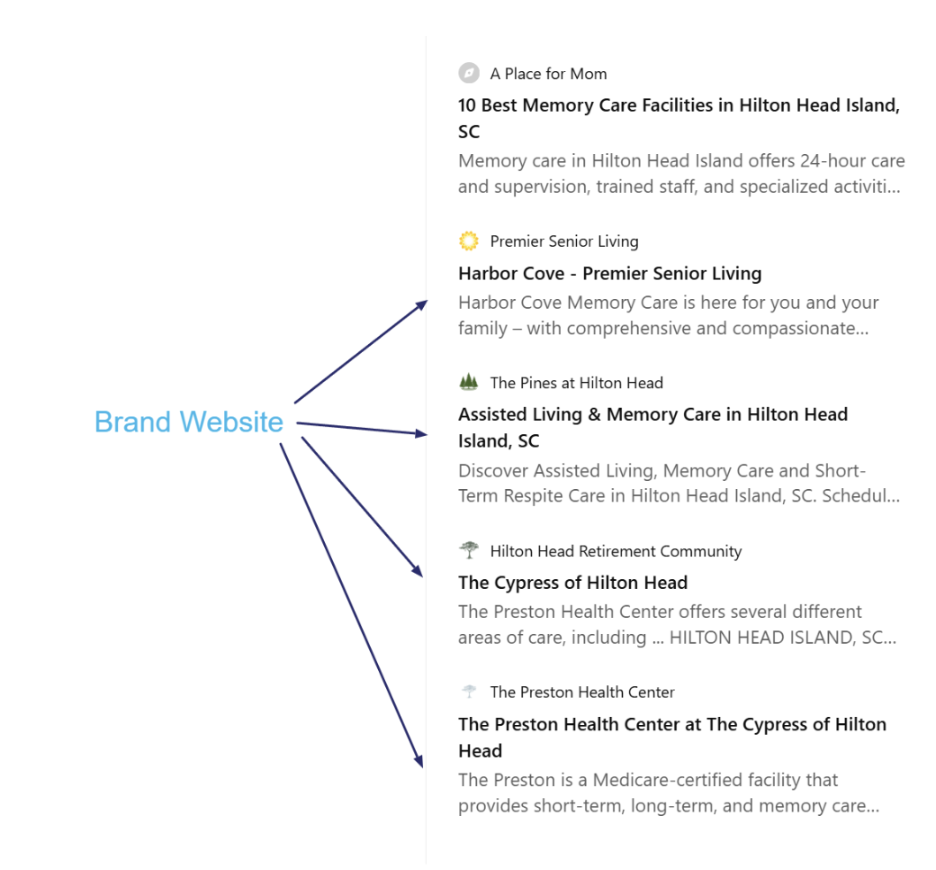 Brand websites displayed by Google AI